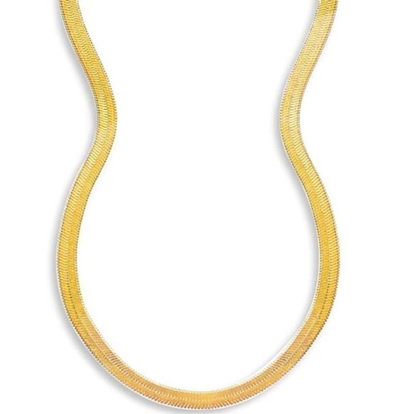 Gold Herringbone Choker Necklace - Picture 4 of 5